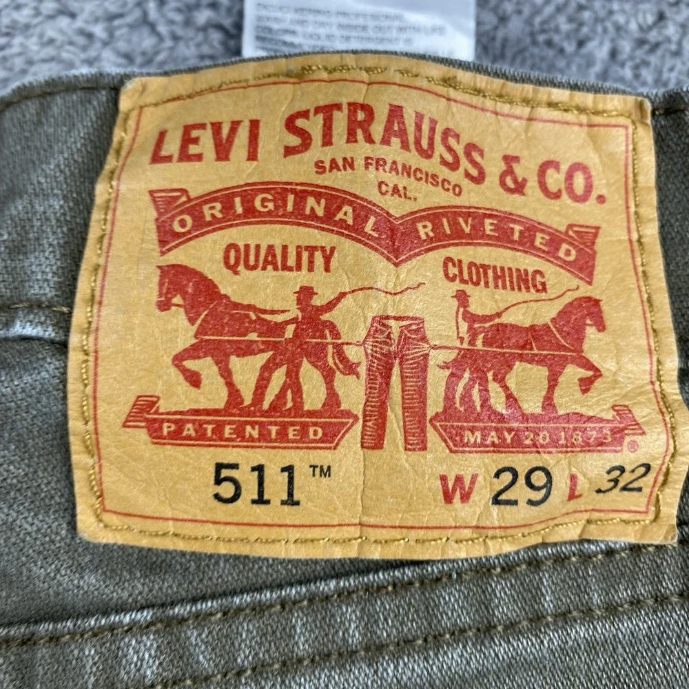 Levis 511 Slim‎ Straight Jeans Mens 29x32 Khaki Brown Low Rise